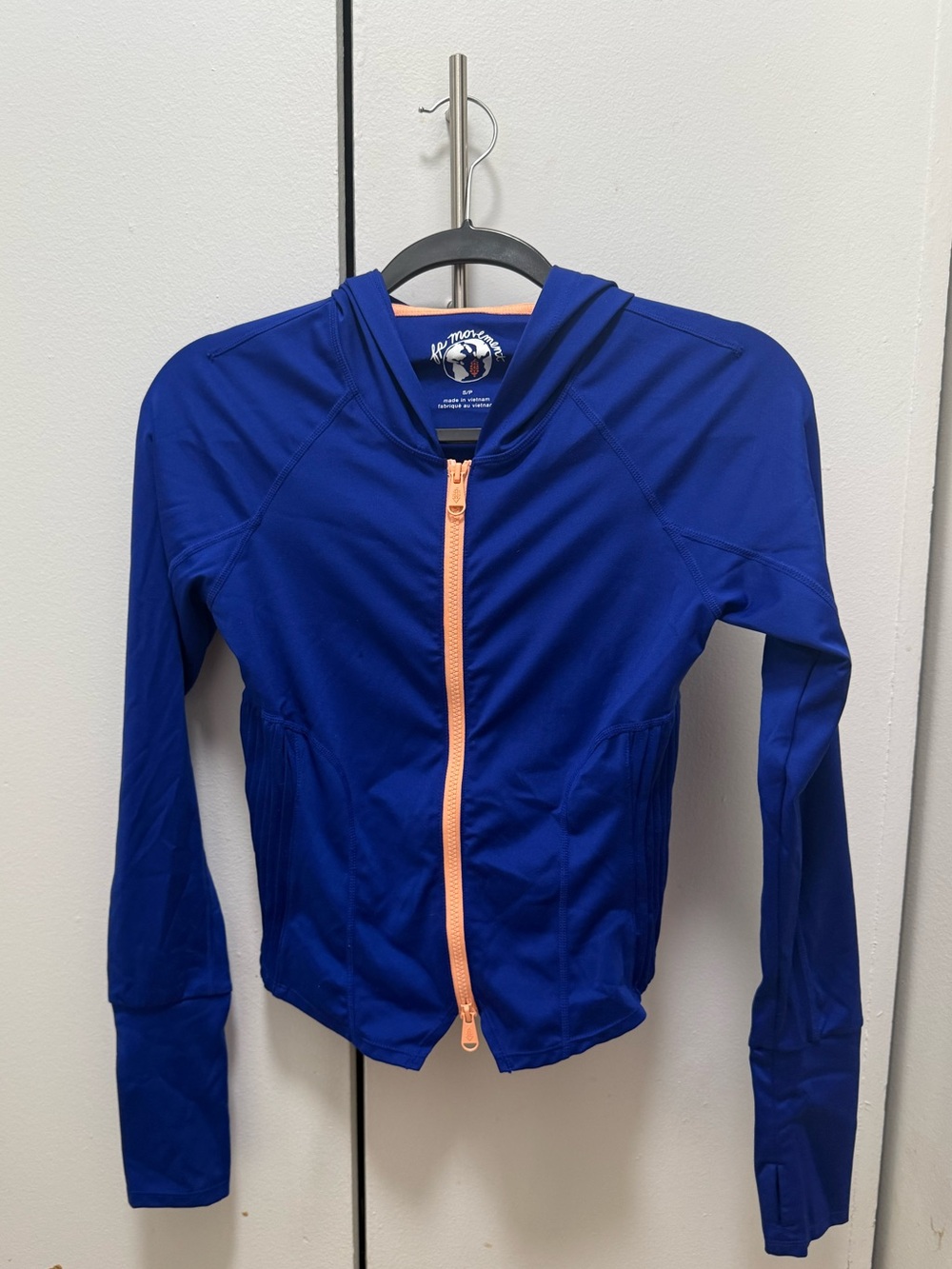 FP Movement Free People Blue Zip-Front Athletic Jacket with Peach Zipper